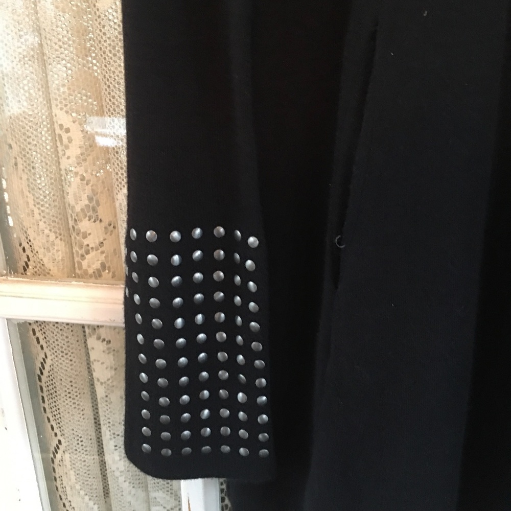 HP: NIC+ZOE | Black Studded Sleeve Flared Cuffs Pocket Stretch Zip Top Sweater M - Picture 10 of 12